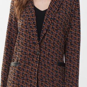 Joseph Ribkoff Black/Multi Geometric Blazer Style 223130 Women’s Size 10